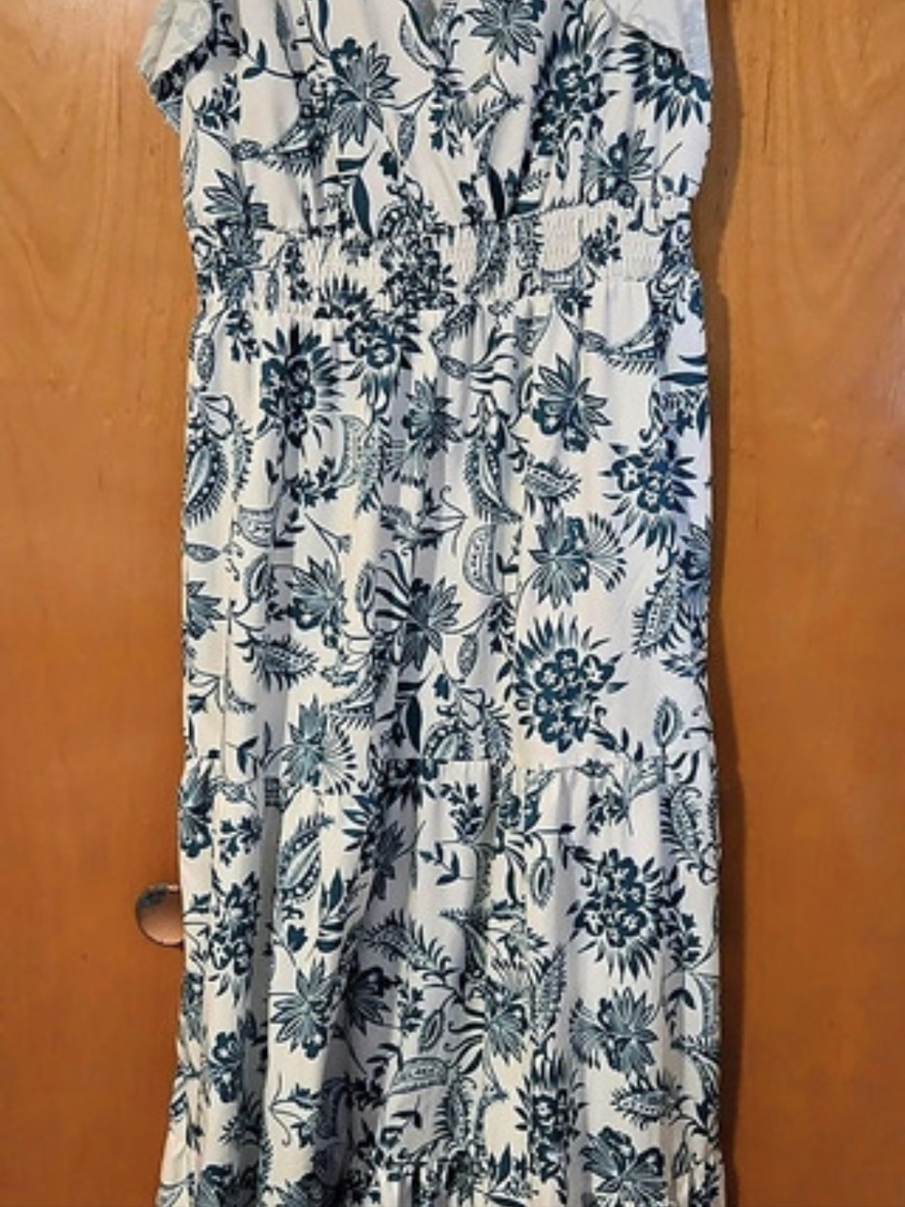 Floral Maxi Dress in Blue & White Like New